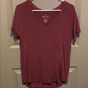 American Eagle Soft and Sexy maroon casual T Shirt